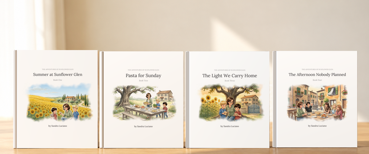 The Adventures of Sunflower Glen — four book covers by Sandra Luciano